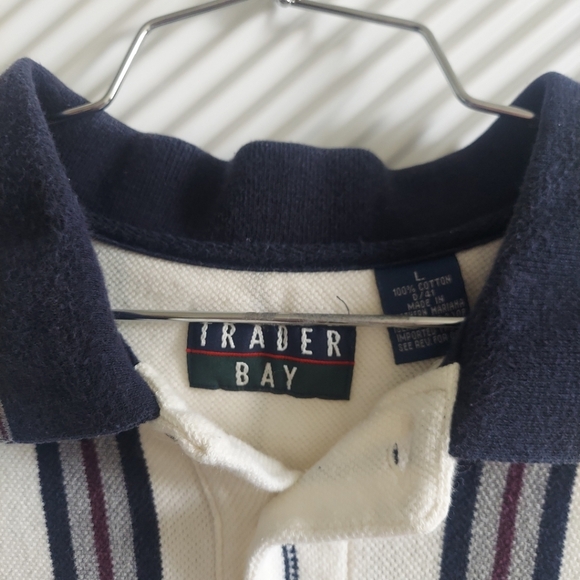 Trader Bay Large 100% Cotton Men's Striped Short Sleeve Polo Shirt... - Picture 6 of 9